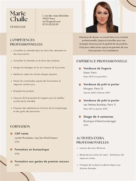 cv vendeur chanel